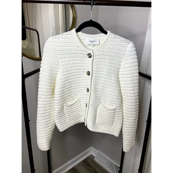 Ba&sh Gaspard Ecru Knitted Jacket size 2 M medium - Picture 2 of 6